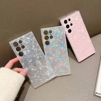 Блестящий мраморный чехол Dream Shell для Samsung S24 S23 S22 Ultra S21 Plus S20 FE S10 Note 20 10 A52 A72 A51 A71, мягкий силиконовый чехол For S24 белый