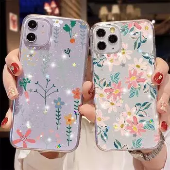 Прозрачный чехол с блестящими цветами для Samsung Galaxy S9 S10 S20 S21 FE S22 S10e S8 Plus Note 9 10 20 Ultra Lite M31 M52 TPU S20 Ultra