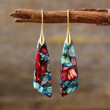 BLINGBAY женские серьги-подвески, новые богемные серьги-подвески с императорским камнем и геометрическим узором, популярные ювелирные изделия из натурального камня, современные ювелирные изделия, подарки