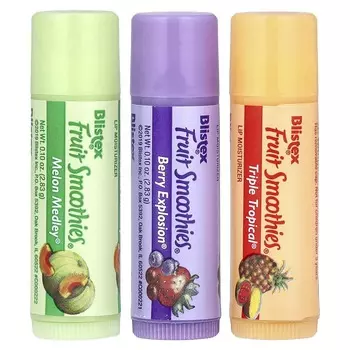 Blistex, увлажняющий крем для губ, фруктовый смузи, 3 палочки, 0,10 унции (2,83 г) каждый