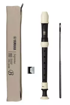 Блокфлейта сопрано YAMAHA Baroque YRS-324B с тембром черного дерева, палочка для чистки пальцев, кремовый тканевый чехол, столик для аппликатуры, ABS-смола