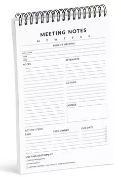 Блокнот Inkdotpot To Do List — бумажные канцелярские принадлежности 6 дюймов на 9 дюймов, классический белый планировщик заметок о встречах Спиральный блокнот Ежедневный контрольный список-(50 листов) 6x9 inches белый