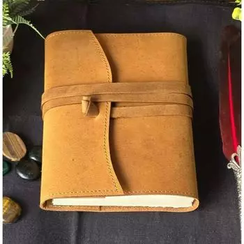 Блокнот из натуральной кожи, натуральная коровья кожа, дневник, винтажный гримуар 7 x 5 in коричневый