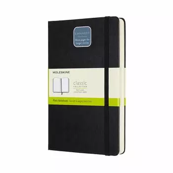 Блокнот Moleskine Note Classic, расширенный, в твердом переплете, простой, большого размера, 13 см x высота, черный QP062EXP (400 страниц) (Ширина 21см)