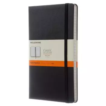 Блокнот Moleskine Note Classic в твердом переплете, горизонтальная линейка, большой размер 13 см x высота, черный QP060 (Ширина 21см)