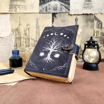 Блокнот Tree Leather Journal для молочных продуктов с 200 листами бумаги с краями и блокнотом для рисования с замком 7 x 5 in чёрный