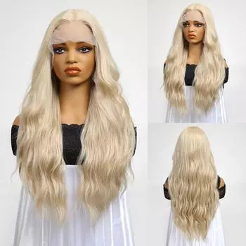BLONDE UNICORN Парик с кружевной передней частью, парик с волнистыми волосами, синтетические парики для черно-белых женщин, повседневные вечерние косплей, термостойкие