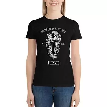 Blood And Ash, From Blood And Ash We Will Rise, Funny T-Shirt Cute Tops Aesthetic Clothes Kawaii Clothes T Shirts For Women M чёрный