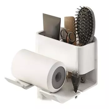 Blow Dryer Shelf Stand Organizer Wall Mount Hair Dryer Self-Adhesive Rack Hair Tool Storage Hanger Bracket No Drilling белый