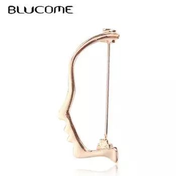 Blucome абстрактные броши в форме половины лица для детей, булавка золотого цвета для пальто, короткие модные аксессуары, брошь, значок золотой