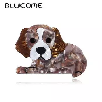Blucome акриловые броши ручной работы с животными для женщин и мужчин, милые сидящие домашние животные, повседневная вечерние брошь, булавка, подарки, ювелирные аксессуары коричневый