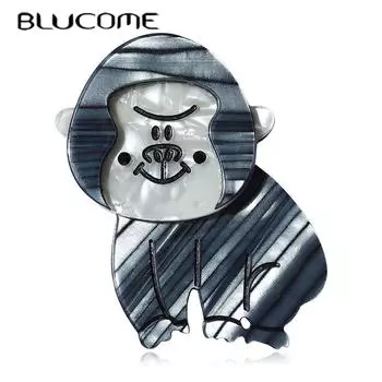 Blucome, акриловые милые броши ручной работы ручной работы, булавки для женщин, яркая брошь в виде животного, ацетатное волокно, рождественские бижутерия чёрный