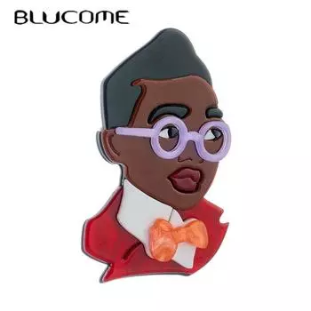 Blucome мальчик в форме очков брошь для женщин акриловый материал новые тенденции простая ручная работа милые аксессуары для одежды на сумке