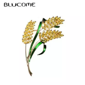 Blucome новые качественные модные эмалированные булавки в форме пшеницы для женщин и мужчин, пальто, булавки для хиджиаба золотой