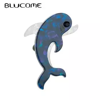 Blucome синие броши с дельфинами, женские стильные акриловые значки с изображением животных, милые подарки на день рождения, булавки, аксессуары на сумках для одежды синий