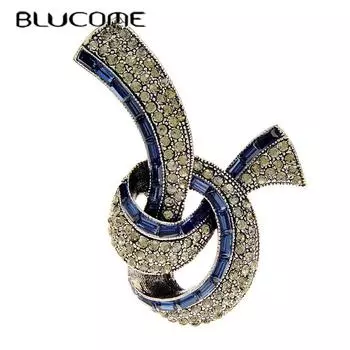 Blucome, стразы, синий цвет, броши на ленте, булавка для женщин, модные винтажные украшения, аксессуары для пальто, высокое качество, новинка 2023 синий