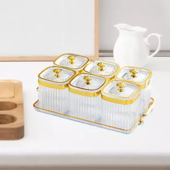 Блюдо для сухофруктов с крышкой, поднос с разделителями для кухни и столовой Transparent