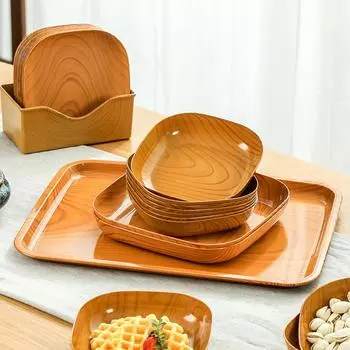 Блюдо для вертела из кости, кухонное, под дерево, пластик, квадратная тарелка, сухофрукты, фруктовый торт, закуски, тарелки, посуда для закусок, миска, тарелка, столовая посуда