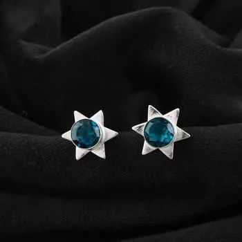 Blue Apatite Gemstone 925 Sterling Silver Jewelry Handmade Stud Earrings 0.44 EE-175-2