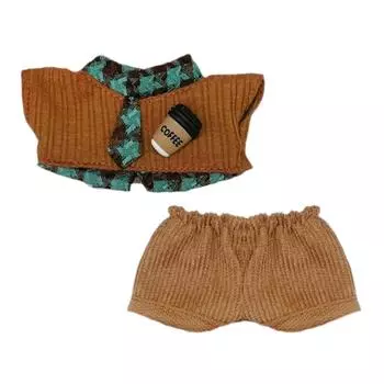 Blue Brown Doll Student Uniform 10cm Mini Shirt Necktie Pants Set Doll Blouse Pants Suit Toy