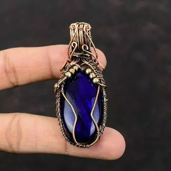 Blue Fire Labradorite Pendant Copper Wire Wrapped Pendant Handmade Unique Copper Jewelry Gemstone Pendant Wire Wrap Jewelry Pendant For Gift