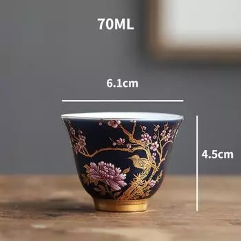 Blue Gold Painted Teacups for Home Use Single Master Cup Creative Hand-painted Magpie Tea Cup Set 1pcs