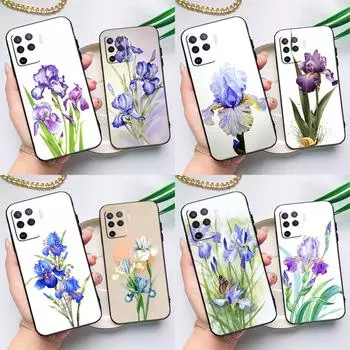 Blue Iris Flower Phone Case For OPPO A15 A16 A5S A5 A9 A31 A53 A53S A52 A72 A83 A91 A93 A54 A74 A94 Cover OPPO A54 4G