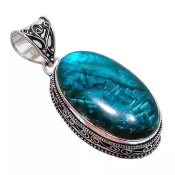 Blue Labradorite Gemstone Handmade 925 Sterling Silver Jewelry Pendant 2.17 AH-861 2.2 синий