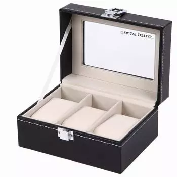 (Blue Lotus) BLUELOTUS Watch Storage Case Watch Collection Case for Storing 3 Pieces BL-291 (Black)