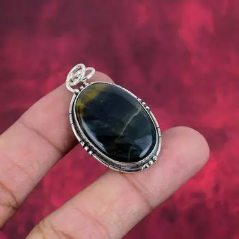 Ювелирные изделия из синего тигрового глаза, кулон из стерлингового серебра 925 пробы, ювелирные изделия ручной работы с драгоценными камнями, подарки для жены, абсолютно новый кулон 1.77 Inches синий