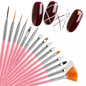Blueberry Lady Dotting Drawing Nail 15Pcs Hook Art Line Pen Польский макияж Кисти Маникюрный инструмент белый