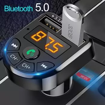 Bluetooth 5,0 FM-передатчик автомобильный комплект MP3 модулятор плеер беспроводной громкой связи аудио приемник Dual USB быстрое зарядное устройство 3.1A 1pc