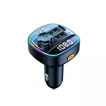 Bluetooth 5,0 FM-передатчик громкой связи Автомобильный радиомодулятор MP3-плеер с USB-адаптером супер быстрой зарядки 22,5 Вт для автомобиля чёрный