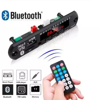 Bluetooth 5.0 FM-радиомодуль DC 6 В-24 В MP3 WMA WAV декодер плата автомобильный аудио USB TF AUX Mp3 музыкальный плеер динамик 12 В-24 В CHINA