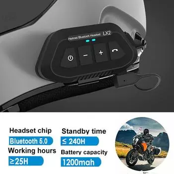 Bluetooth 5.0 Motorcycle Helmet Headset 1200mAh Wireless Motorcycle Handsfree Stereo Bass Earphone MP3 Speaker IP67 Waterproof