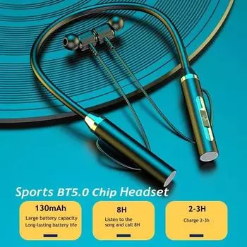 Bluetooth 5.0 Наушники с шейным ободом Беспроводные наушники Магнитные HIFI Спортивные наушники Водонепроницаемые беспроводные наушники с микрофоном