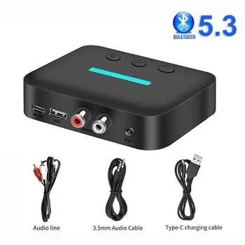 Bluetooth 5.3 аудио приемник 3.5 мм AUX RCA USB U-диск стерео музыкальный беспроводной аудио адаптер для ПК ТВ автомобильный комплект динамик усилитель
