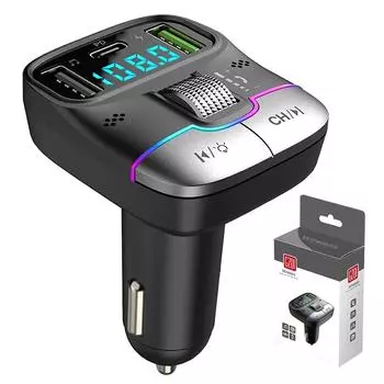 Bluetooth 5.3 Fm-передатчик беспроводной двойной USB PD-адаптер MP3-плеер 3.1A быстрое зарядное устройство автомобильные аксессуары чёрный