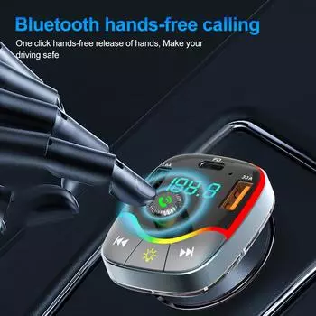 Bluetooth 5.3 FM-передатчик Handsfree автомобильный радиомодулятор PD+3.1A Двойное зарядное устройство для телефона USB Быстрая зарядка RGB USB AUX Музыкальный комплект