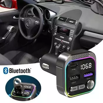 Bluetooth 5.3 FM-передатчик PD 30 Вт и быстрое зарядное устройство QC3.0 Hands Free Bluetooth автомобильный адаптер Hi-Fi Mp3 музыка Чистый вызов автомобильный комплект чёрный