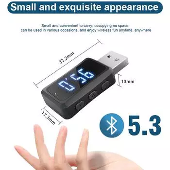 Bluetooth 5.3 FM Transmitter Receiver for Car Handsfree Call Mini USB Power Auto Wireless Audio For Car FM Radio FM02 чёрный