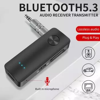 Bluetooth 5,3 передатчик-приемник 2 в 1 беспроводной адаптер 3,5 мм аудио стерео AUX адаптер для автомобильной аудио музыкальной гарнитуры громкой связи
