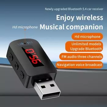 Bluetooth 5.4 автомобильный передатчик приемник громкой связи автомобильный комплект мини USB питание авто беспроводной аудио адаптер для FM-радио