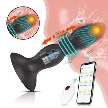 Bluetooth App Анальная пробка Вибратор Дилдо для точки G Толкающий массажер простаты Сильная присоска Секс-игрушки для женщин Сексмашина