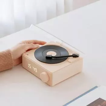 Bluetooth-будильник в стиле ретро с мини-проигрывателем виниловых пластинок зелёный
