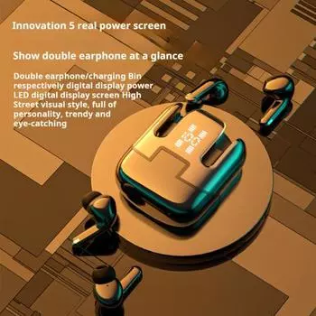 Bluetooth-compatible Wireless Earphones LED Display Stereo Sound Noise Cancelling Waterproof Earbuds Touch Control Headset слоновая кость