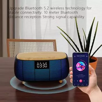 Bluetooth-динамик Беспроводная зарядка Будильник Сенсорный экран Светодиодная подсветка Атмосфера Высокое качество Настольный аудиосистема для кровати белый