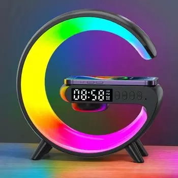 Bluetooth-динамик RGB Ночник Атмосфера Лампа Цифровой будильник Динамик Беспроводное зарядное устройство Детский сон Украшение спальни