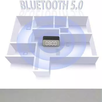 Bluetooth-динамик с большим светодиодным зеркальным экраном, цифровой будильник с держателем телефона, воспроизведение tf-карты с температурой для чёрный