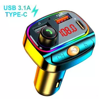 Bluetooth FM-модулятор USB 3.1A Быстрая зарядка FM-передатчик Автомобильный радиоадаптер Беспроводная гарнитура Поддержка воспроизведения U-диска с TF-карты